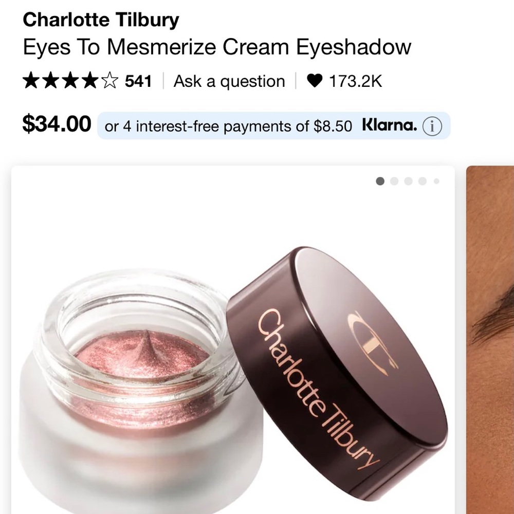 Charlotte Tilbury Eyes to Mesmerize Cream Eyeshadow Color Pillow Talk